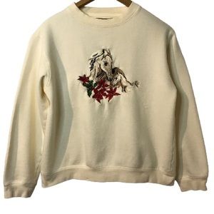 BIT & BRIDLE Embroidered Momma and Baby Horse Sweatshirt